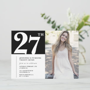 Cartes d'invitation 27e anniversaire Photo Chic No