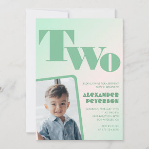 Cartes d'invitation 2ème anniversaire vertes pour 