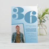Cartes d'invitation 36ème anniversaire homme Photo (Debout devant)