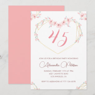 Cartes d'invitation 45e anniversaire Bohème Floral
