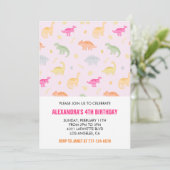 Cartes d'invitation 4 ans fille dinosaure rose jun (Debout devant)