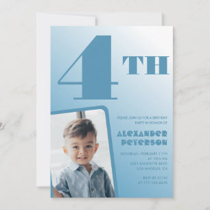 Cartes d'invitation 4ème anniversaire dégradé bleu