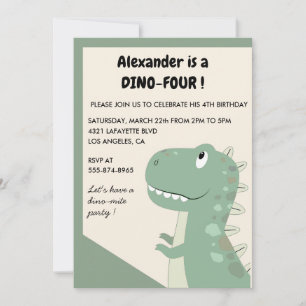 Cartes d'invitation 4ème anniversaire dinosaure t 