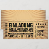 Cartes d'invitation 50 ans – Billet d'entrée (Devant / Derrière)
