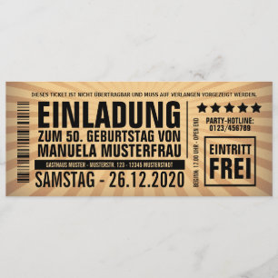Cartes d'invitation 50 ans – Billet d'entrée