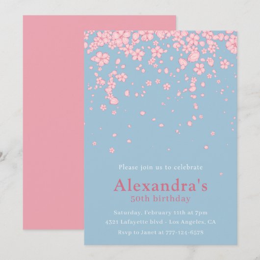 Cartes d'invitation 50 ans Boho Floral Beau (Devant / Derrière)