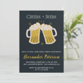 Cartes d'invitation 50 ans Cheers Beers Rustique H (Debout devant)
