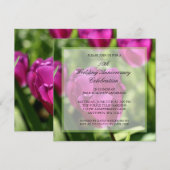 Cartes d'invitation 50 ans de mariage aux tulipes  (Devant / Derrière)