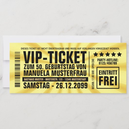 Cartes d'invitation 50e anniversaire VIP Invitatio (Devant)