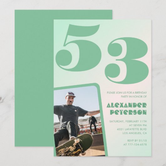 Cartes d'invitation 53e anniversaire garçon dégrad (Devant / Derrière)