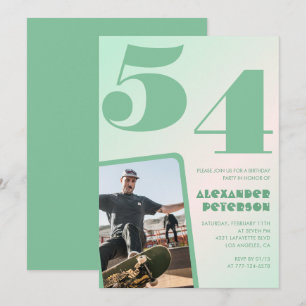 Cartes d'invitation 54 ans garçon avec dégradé ver