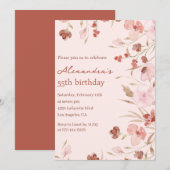 Cartes d'invitation 55e anniversaire Boho Floral C (Devant / Derrière)