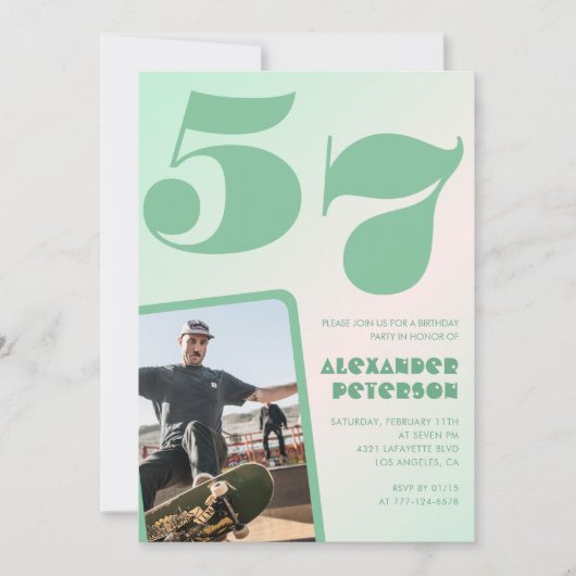 Cartes d'invitation 57ème anniversaire garçon phot (Devant)