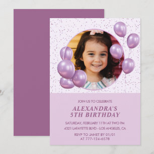 Cartes d'invitation 5ème anniversaire Ballons Phot