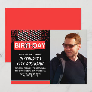 Cartes d'invitation 61e anniversaire Hommes Noir R