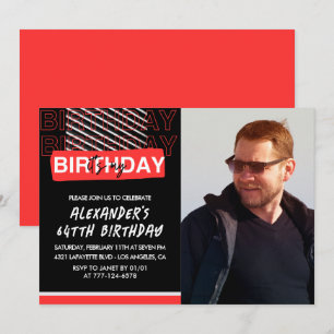 Cartes d'invitation 64e anniversaire Hommes Noir R
