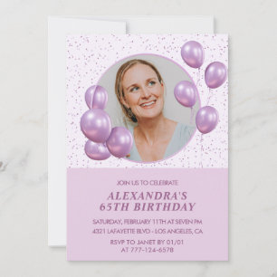 Cartes d'invitation 65e anniversaire Ballons Photo