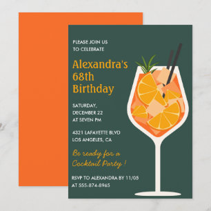 Cartes d'invitation 68e anniversaire cocktail élég