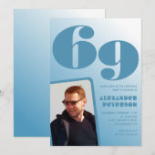 Cartes d'invitation 69ème anniversaire homme dégra (Devant / Derrière)