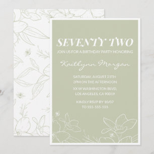 Cartes d'invitation 72ème anniversaire Floral Vert