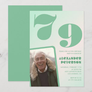 Cartes d'invitation 79e anniversaire homme avec dé