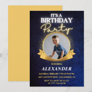 Cartes d'invitation 7ème anniversaire garçon Éléga