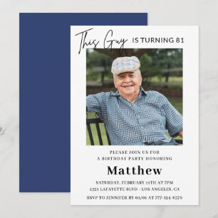 Cartes d'invitation 81e anniversaire photo homme B
