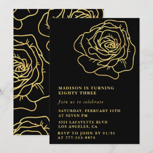 Cartes d'invitation 83e anniversaire Black Gold Ro