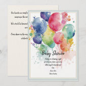 Cartes d'invitation à ballons baby shower (Devant / Derrière)