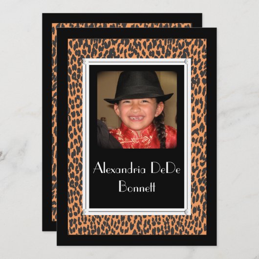 Cartes d'invitation à imprimé léopard (Devant / Derrière)