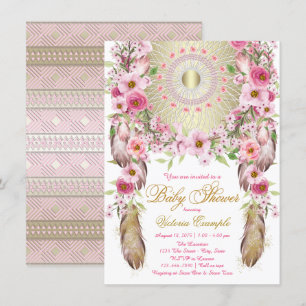 Cartes d'invitation à la baby shower Boho Dreamcat