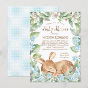 Cartes d'invitation à la baby shower Fawn garçon C