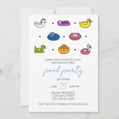 Cartes d'invitation à la fête au bord de la piscin (Devant)