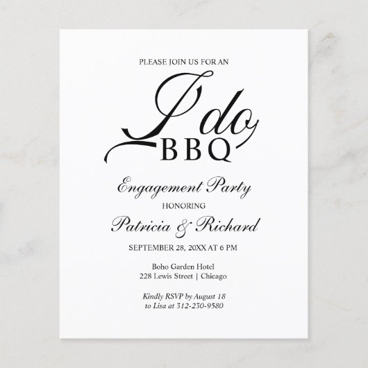 Cartes d'invitation à la fête de fiançailles Budge (Devant)