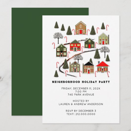 Cartes d'invitation à la fête de Noël (Devant / Derrière)