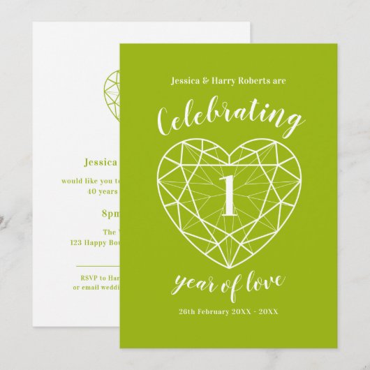 Cartes d'invitation à la fête de peridot célébrant (Devant / Derrière)