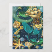 Cartes d'invitation à la fête de pirates sirènes (Dos)