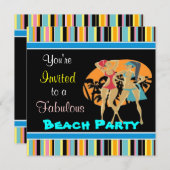 Cartes d'invitation à la fête de plage (Devant / Derrière)