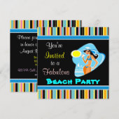 Cartes d'invitation à la fête de plage (Devant / Derrière)