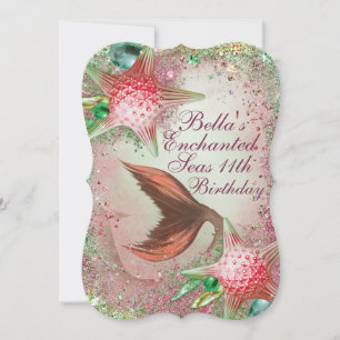 Cartes d'invitation à la fête de sirène des mers e