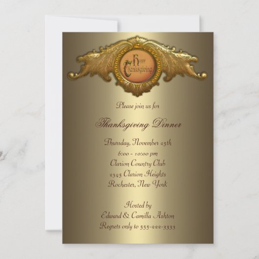Cartes d'invitation à la fête de Thanksgiving (Devant)