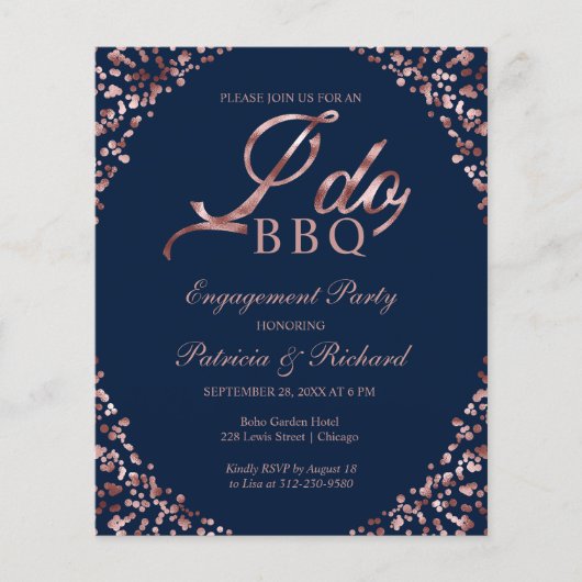 Cartes d'invitation à la fête d'engagement Budget (Devant)