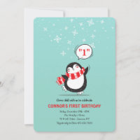 Cartes d'invitation à la fête d'hiver du pingouin