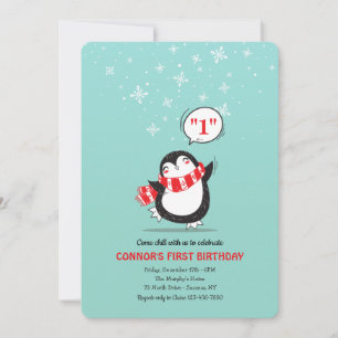 Cartes d'invitation à la fête d'hiver du pingouin
