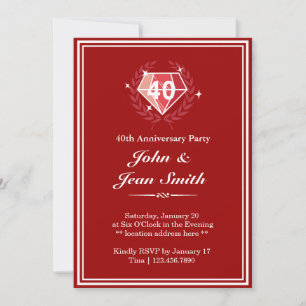 Cartes d'invitation à la fête du 40e anniversaire 