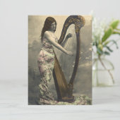 Cartes d'invitation à la Harpiste Femme Vintage Ma (Debout devant)