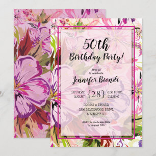 Cartes d'invitation à l'anniversaire aquarelle flo