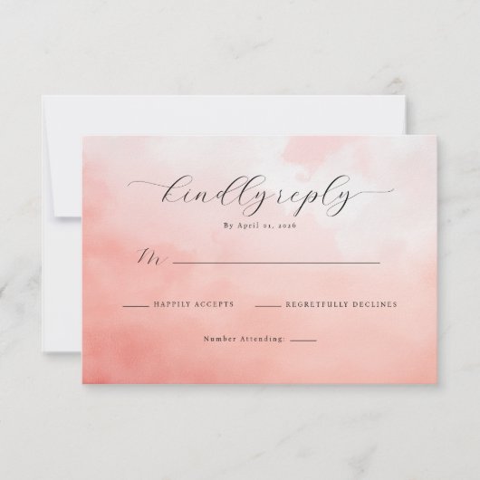 Cartes d'invitation à l'aquarelle rose chaud (Devant)
