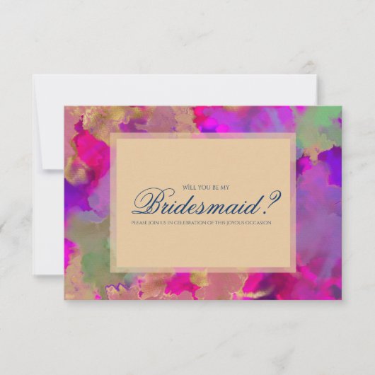 Cartes d'invitation à l'encre marbrée rose, violet (Devant)