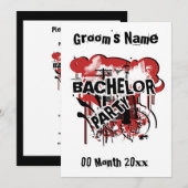 Cartes d'invitation à l'enterrement de vie de garç (Devant / Derrière)